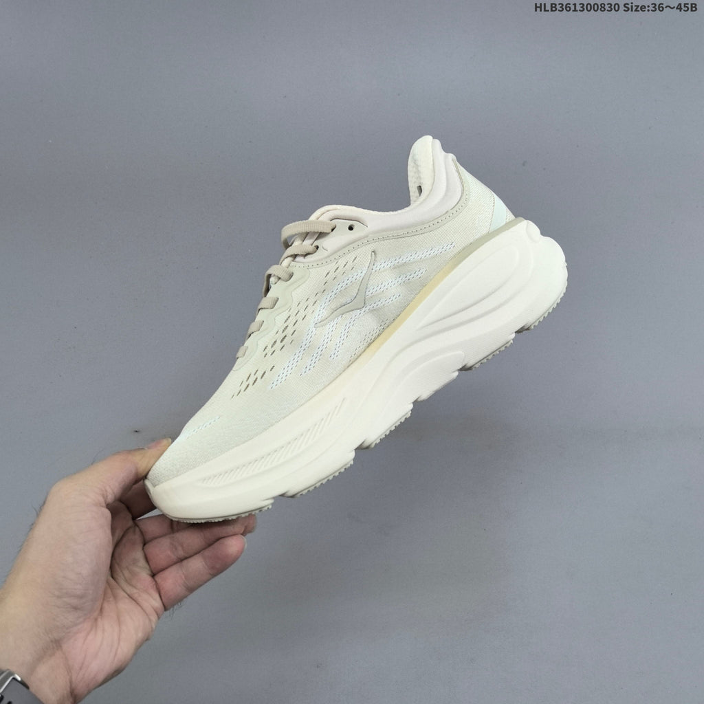HOKA Bondi 9 Low-Top Shoes for Running, White, Style 1162012 - product image from the listing.