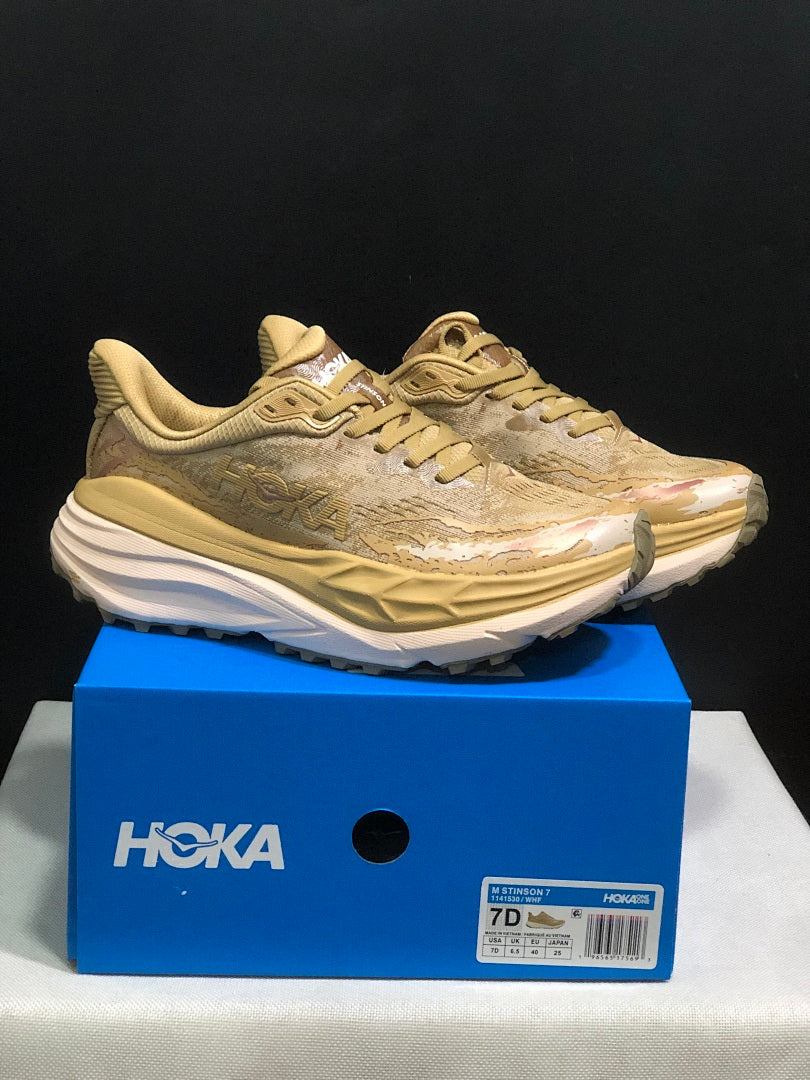 HOKA Stinson 7 Trail Shoes for Running, Sand Camo - product image from the listing.