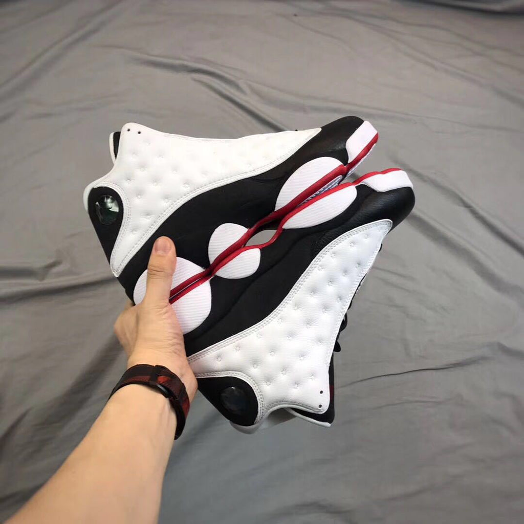 Air Jordan 13 He Got Game Sneakers in Black White Red - product image from the listing.