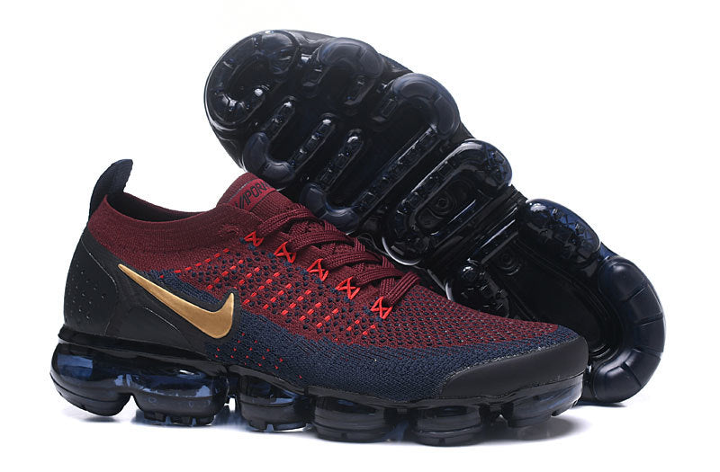 Nike Air VaporMax Flyknit 2 Sneakers in Burgundy Navy - product image from the listing.
