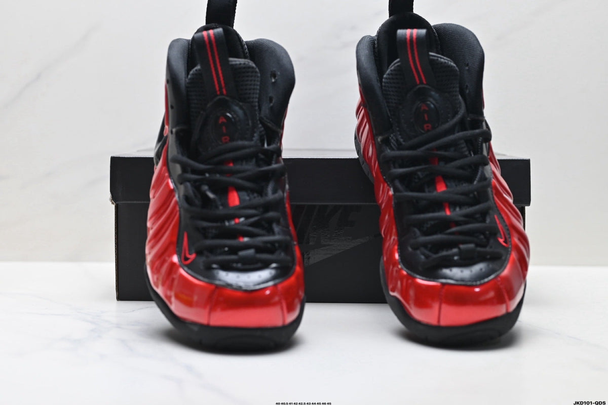 Nike Air Foamposite One Penny Sneakers in Red and Black - product image from the listing.