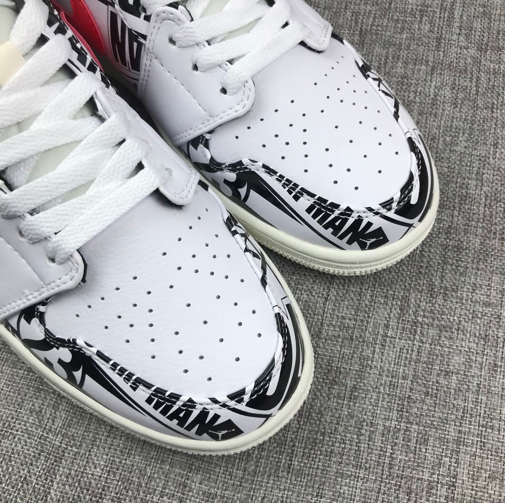 Air Jordan 1 Mid Graphic Sneakers Black White - product image from the listing.
