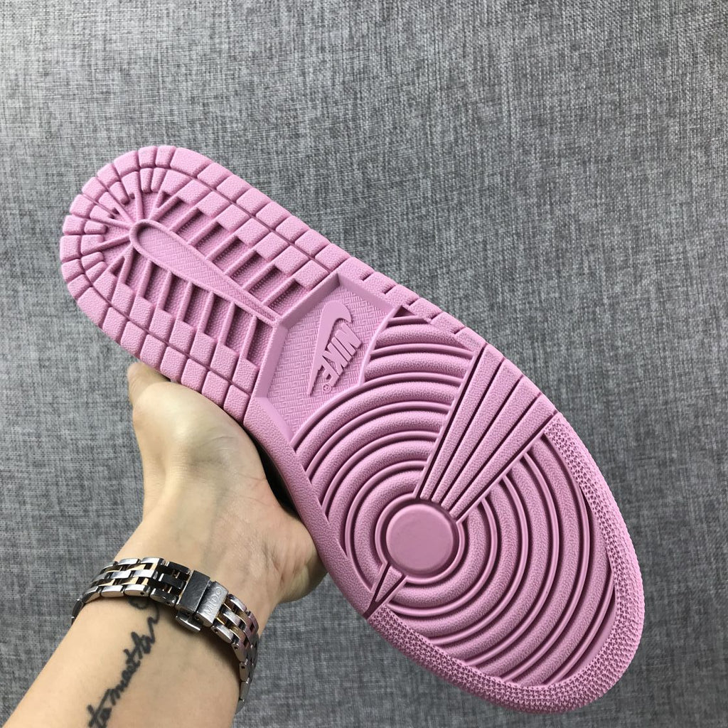 Air Jordan 1 Mid Sneakers in Pink Purple 555112-500 - product image from the listing.