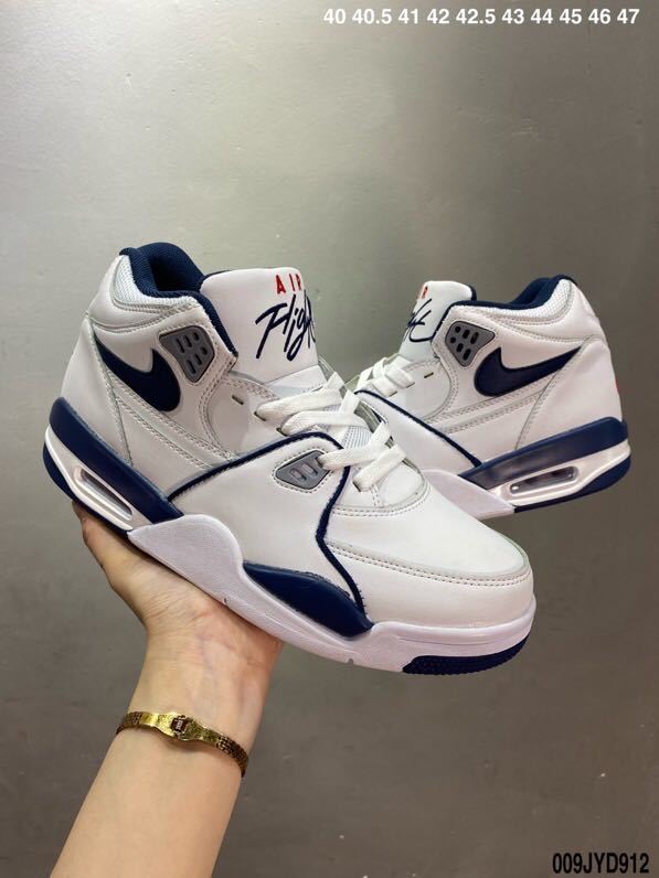 Nike Air Flight 89 Basketball Sneakers in White Navy - product image from the listing.