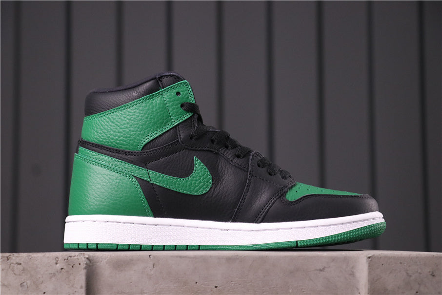 Air Jordan 1 High Pine Sneakers in Green Black 555088-030 - product image from the listing.