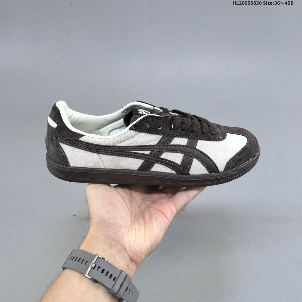 White and Dark Brown Onitsuka Tiger Tokuten Low-Top Sneakers - product image from the listing.