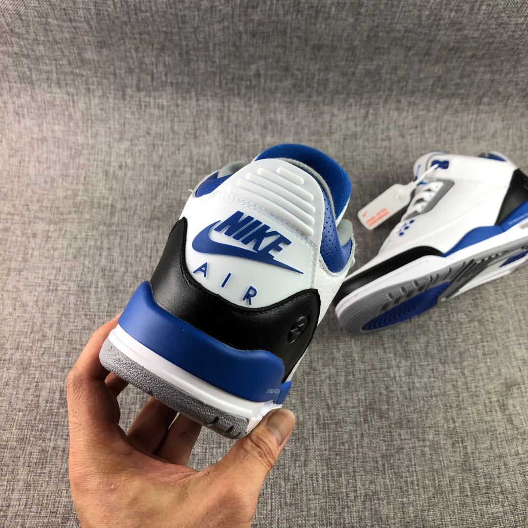 Fragment x Air Jordan 3 Sneakers in White Blue CT8532-040 - product image from the listing.