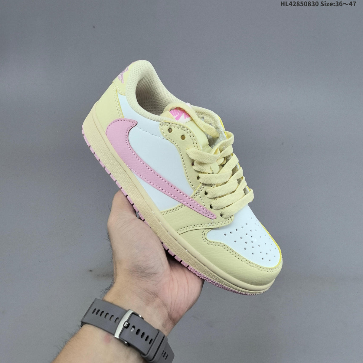 Jordan 1 Low OG Shy Low-Top Sneakers in Pink - product image from the listing.