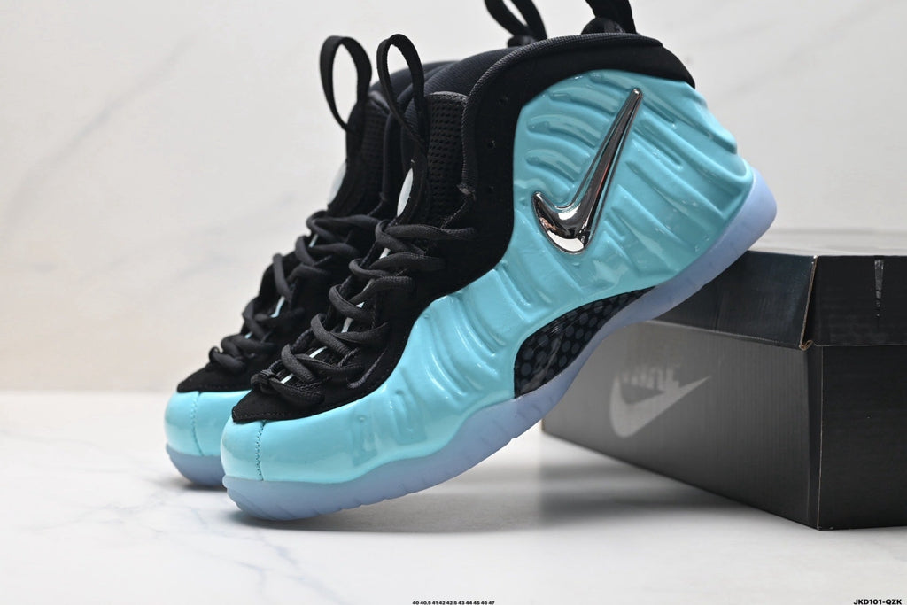 Nike Air Foamposite One Penny Hardaway in Black Light Blue - product image from the listing.