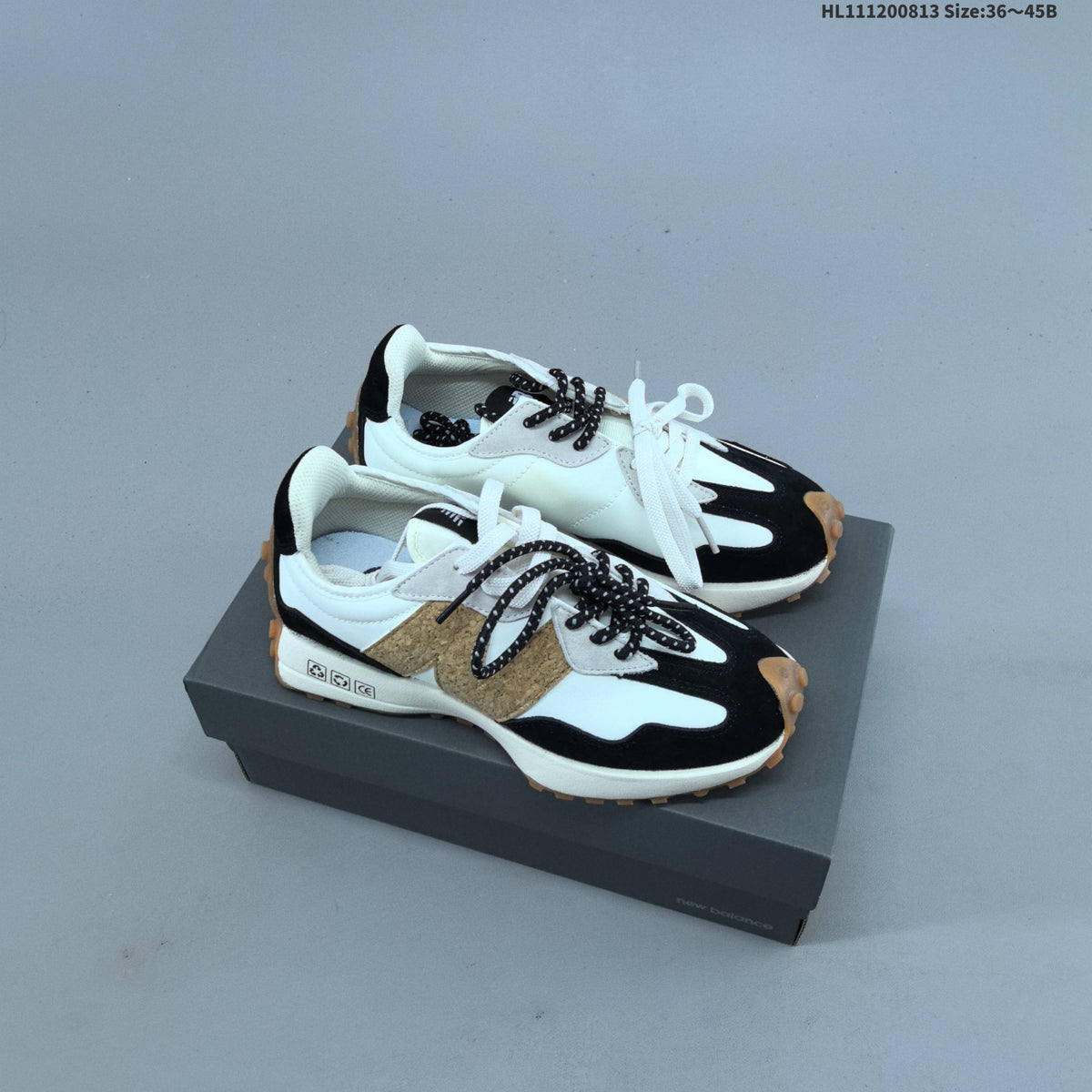 New Balance MS327KA1 Retro Lifestyle Sneakers, in White and Black - product image from the listing.