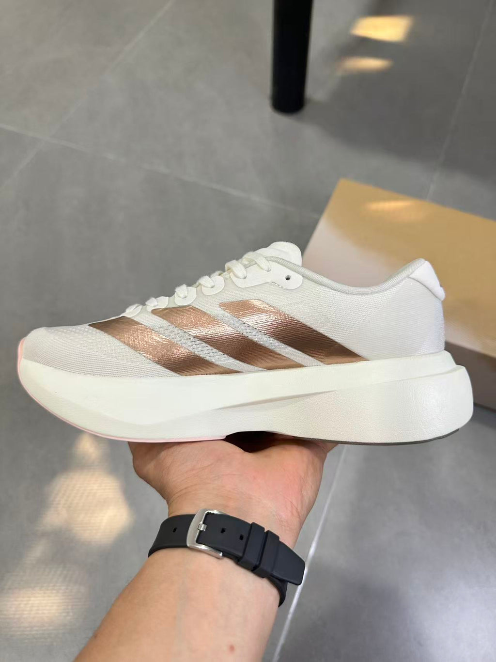 Adidas Adizero Lightstrike Pro White Champagne Shoes for Running - product image from the listing.