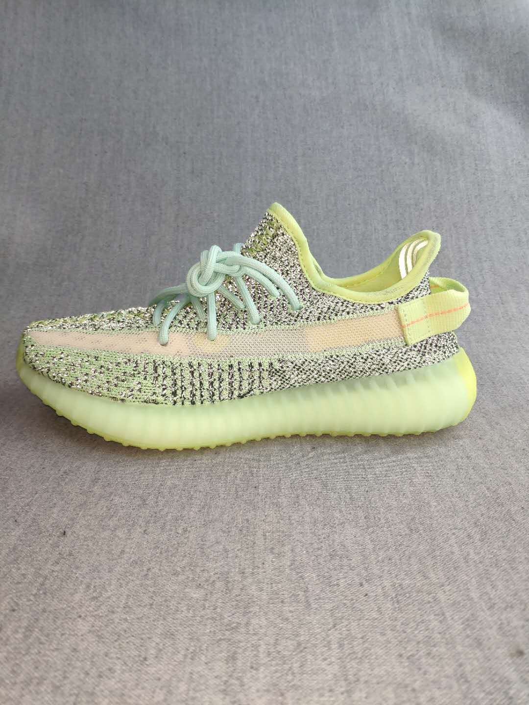 Lime Green and Mint Yeezy 350 V2 Knit Sneakers - product image from the listing.