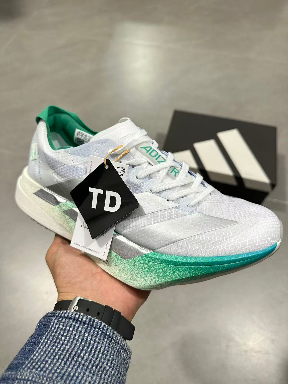 Adidas Adizero Prime X 2 Strung Running Shoes in White Green - product image from the listing.