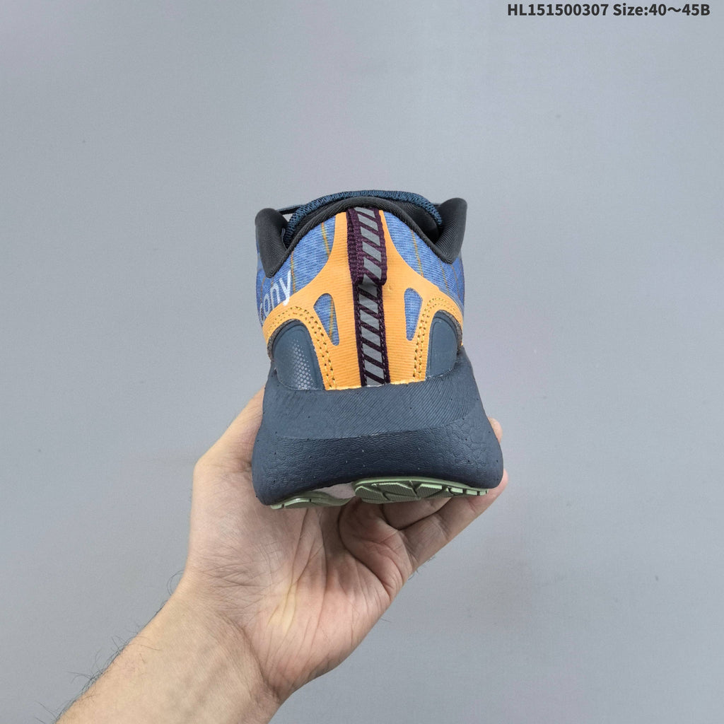 Blue and Orange Saucony Triumph 22 Running Shoes - product image from the listing.