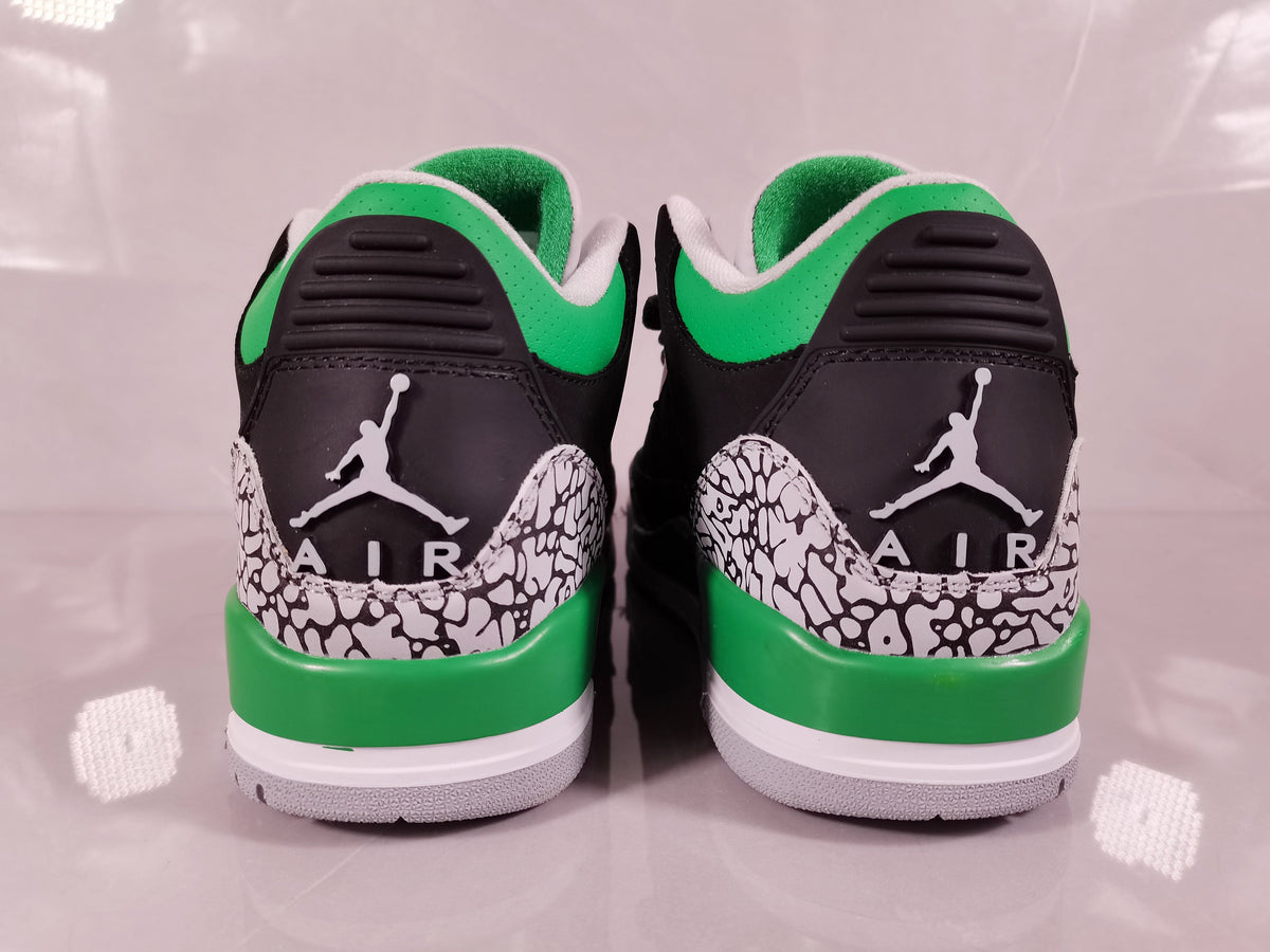 Black Green Elephant Print Sneakers - Jordan 3 - product image from the listing.