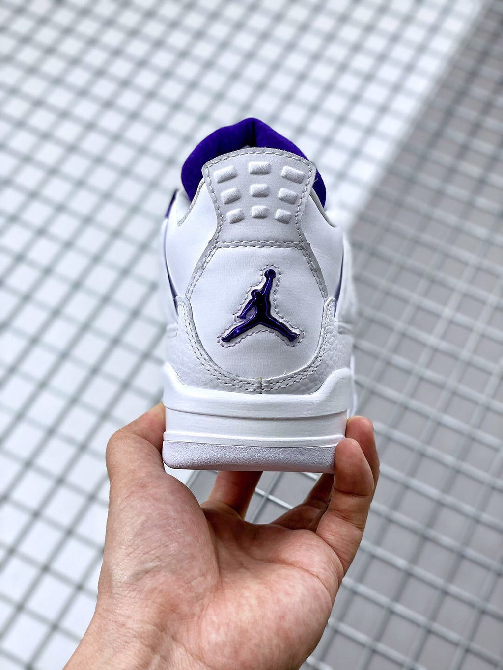 Air Jordan 4 Court Purple White and Purple Sneakers - product image from the listing.