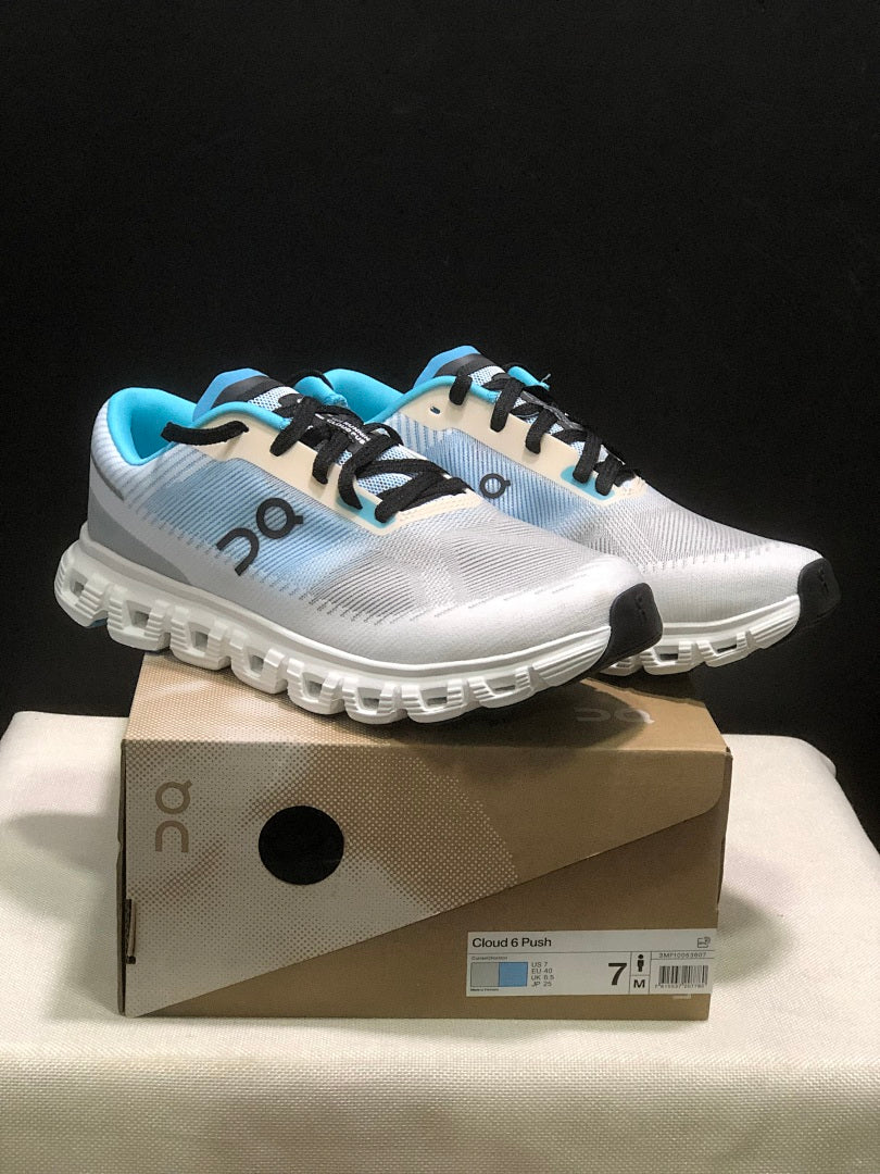 On Cloud 6 Push Sneakers in Blue, in Gray and White - product image from the listing.