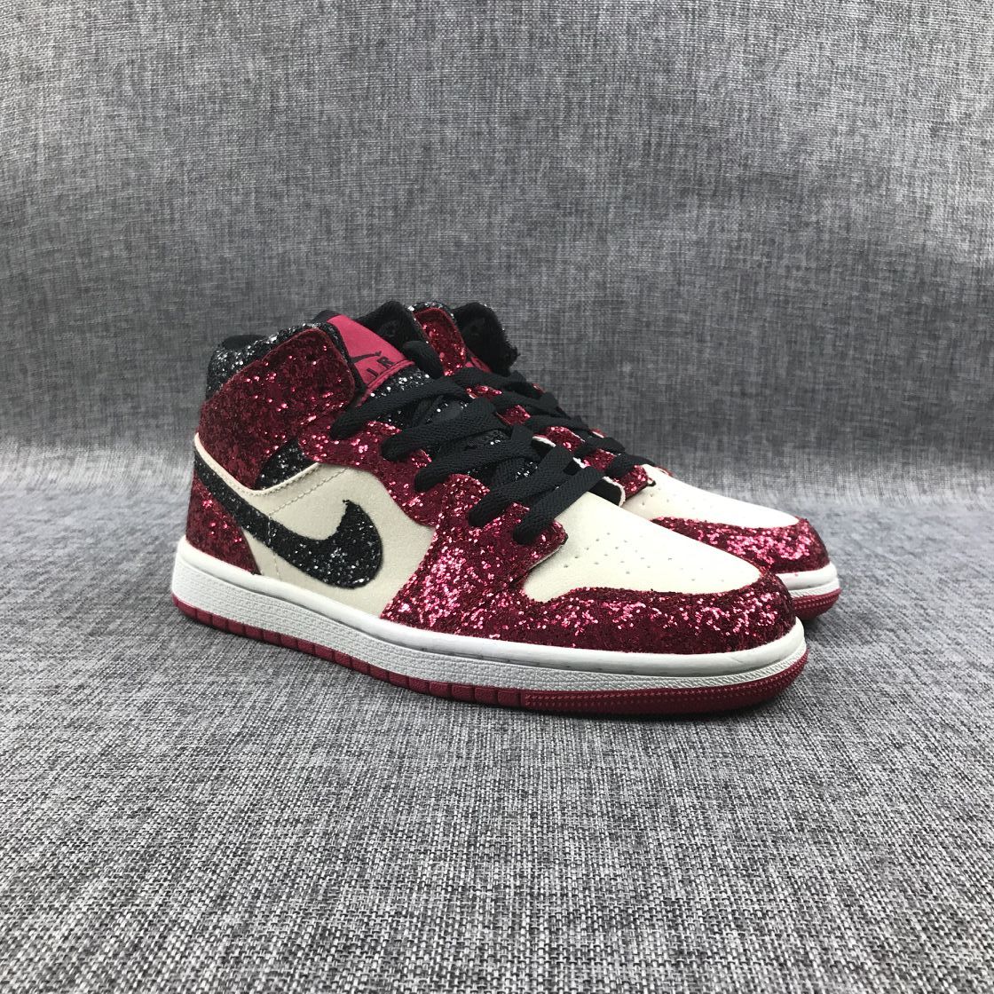 Air Jordan 1 Mid Chicago Starfish Sneakers, in Red and Black - product image from the listing.