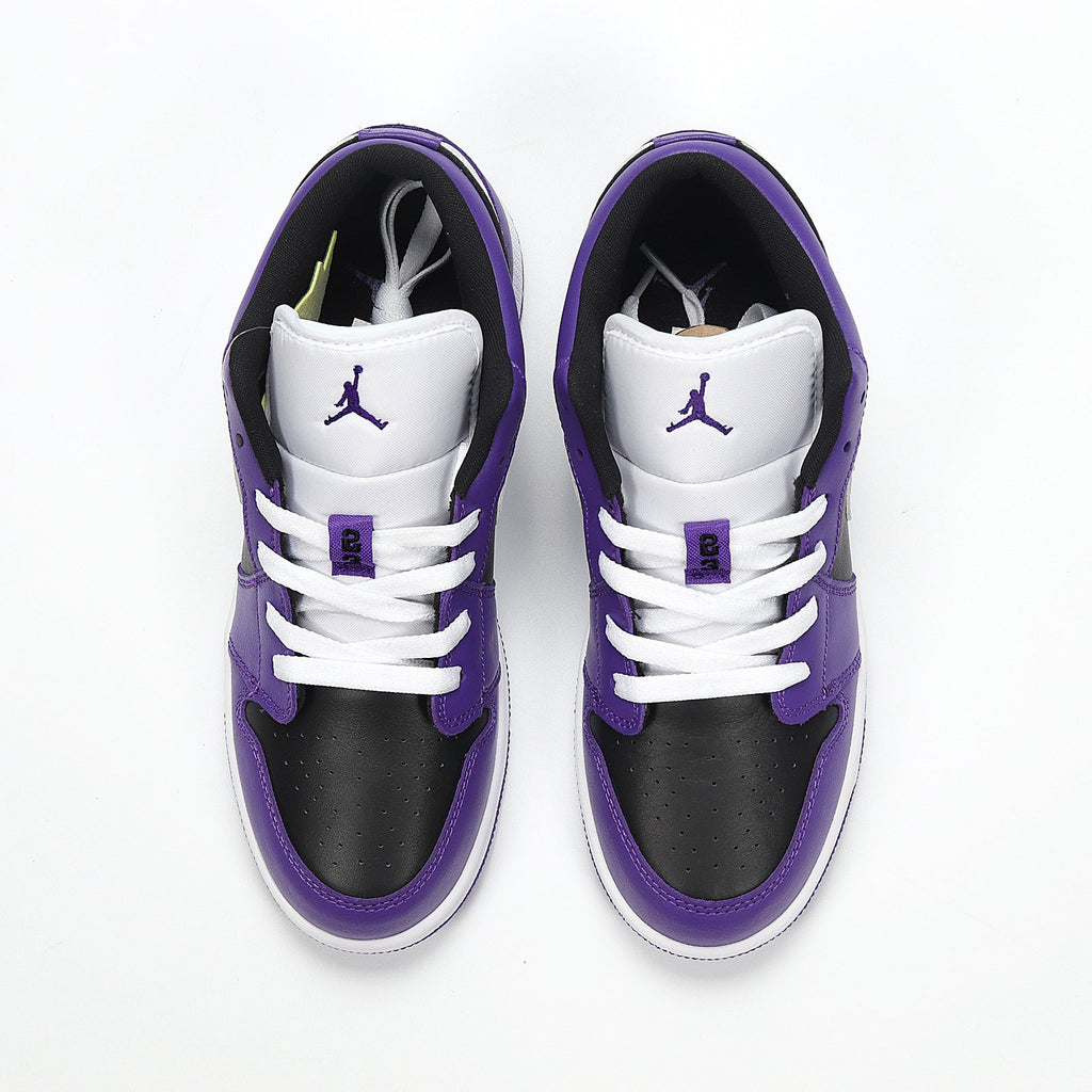 Jordan 1 Low Sneakers in Black Purple White 553560-501 - product image from the listing.