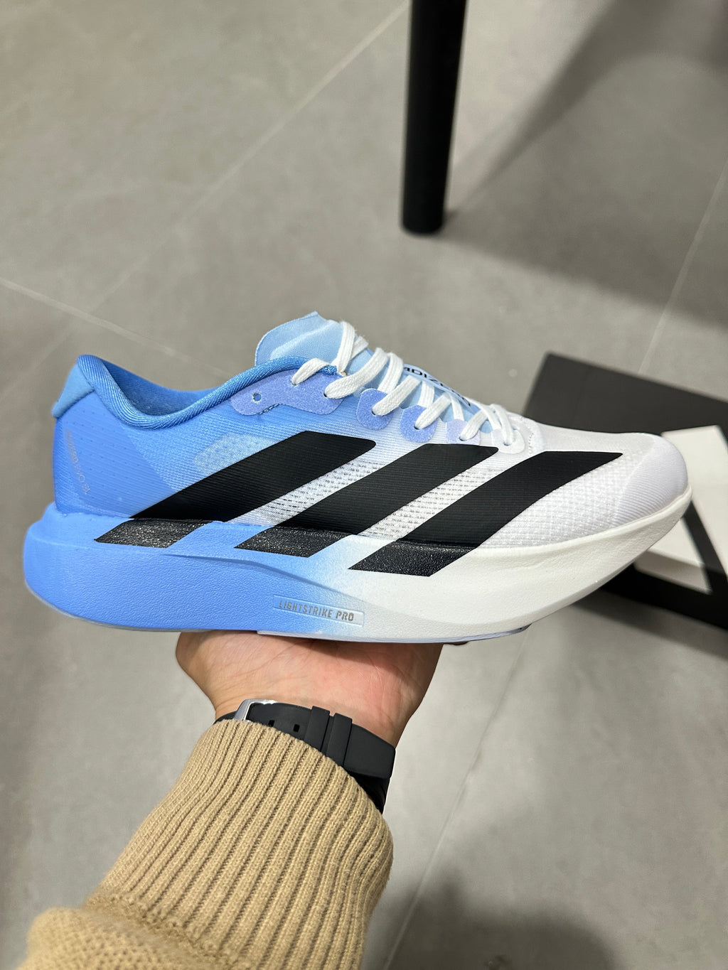 adidas Adizero JH6205 Running Shoes in White Blue - product image from the listing.