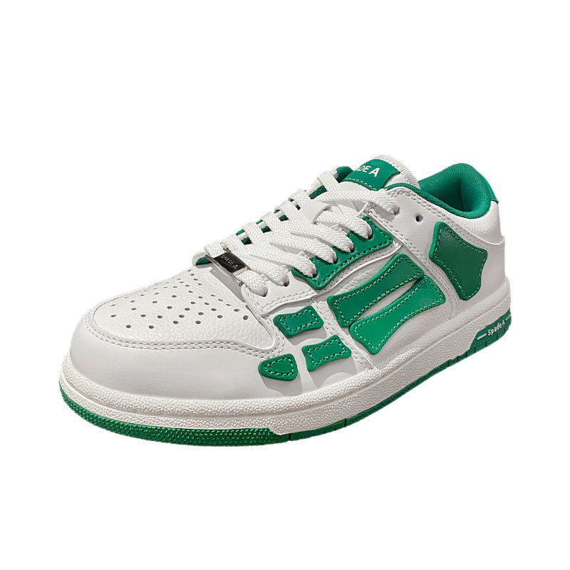 White Low-Top Sneakers in and Green MFS003-114 - product image from the listing.