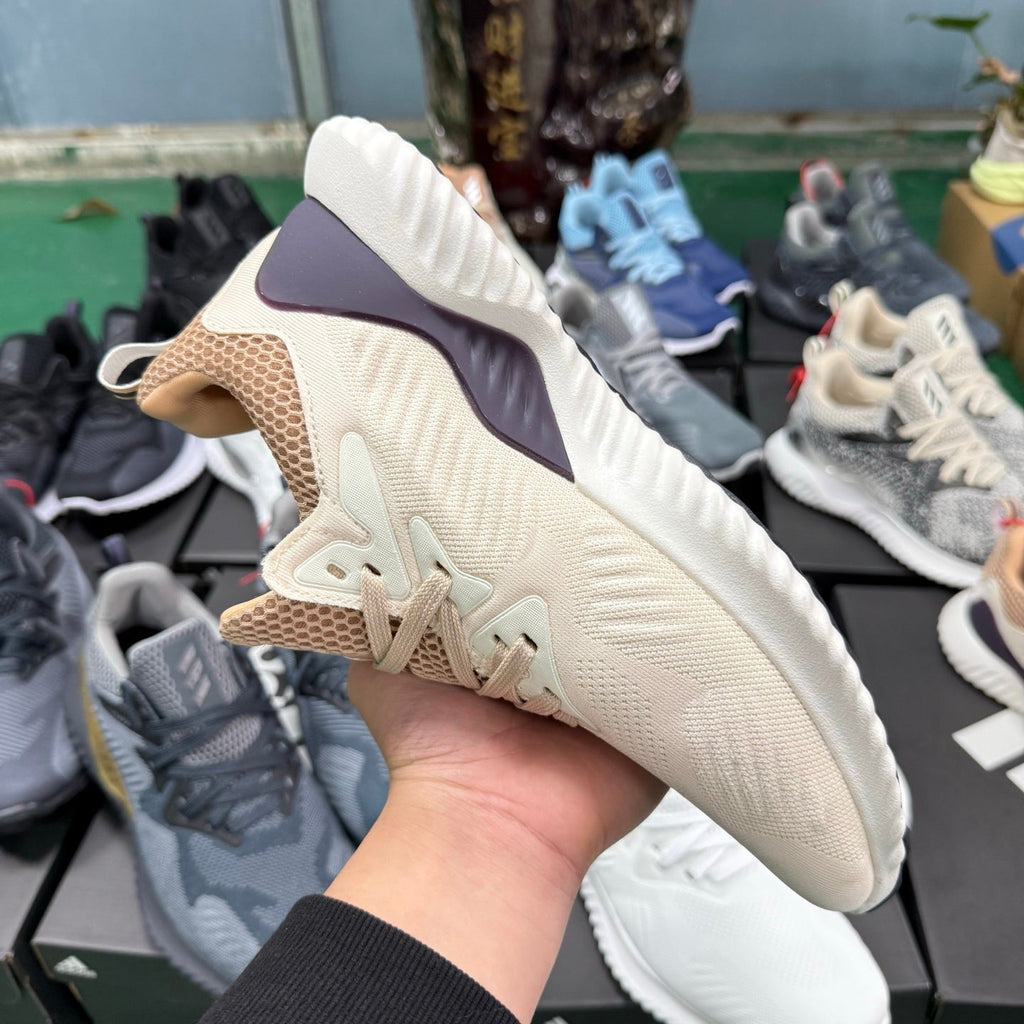 Adidas AlphaBounce Beyond M Trainers in Cream and Lavender - product image from the listing.
