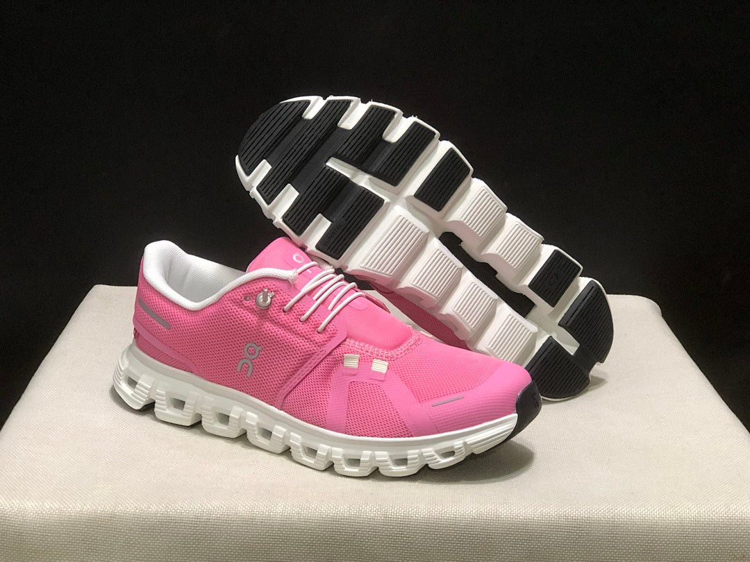 Pink and White On Cloud 6 Sneakers - product image from the listing.