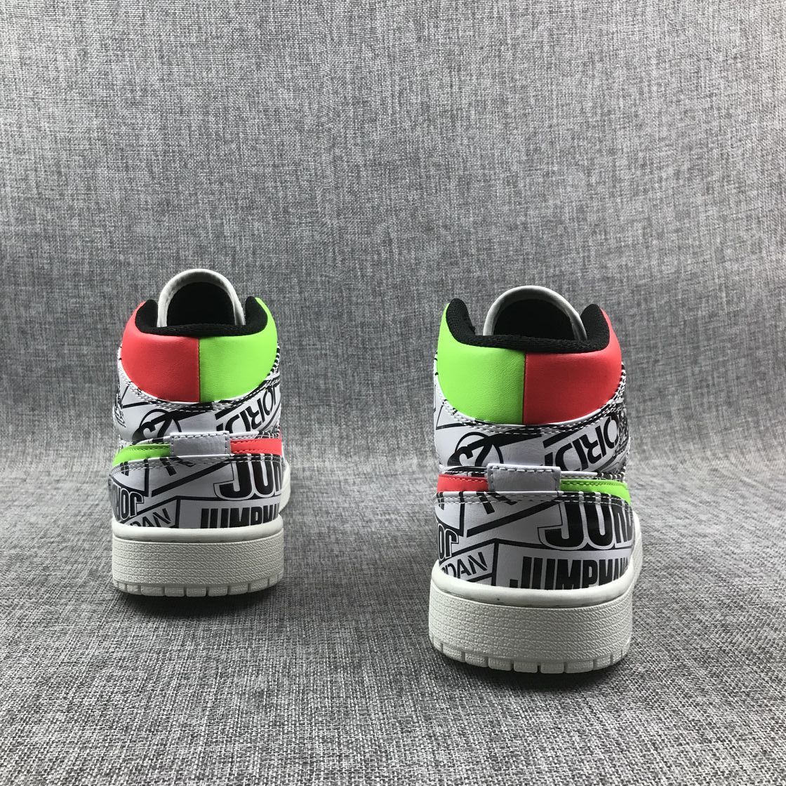 Air Jordan 1 Mid Graphic Sneakers Black White - product image from the listing.