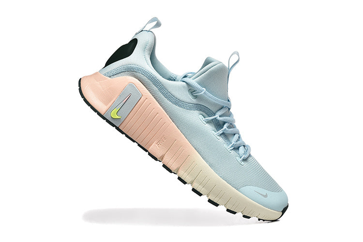 Blue and Peach Nike Free Metcon 5 Sneakers - product image from the listing.