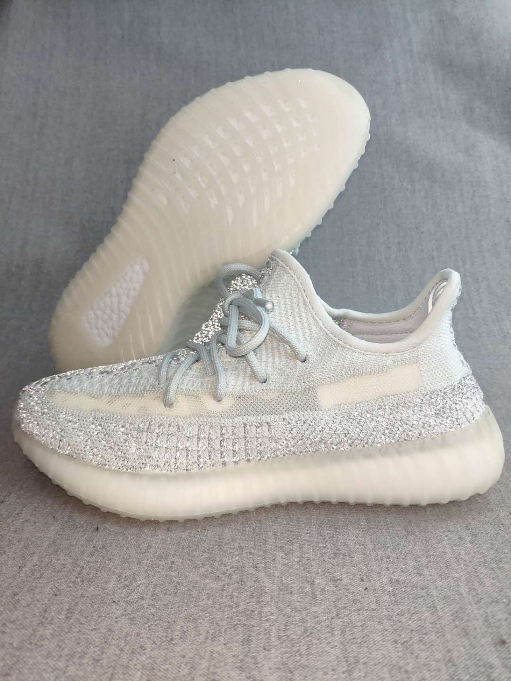 Cream White Yeezy Boost 350 V2 Reflective Sneakers - product image from the listing.