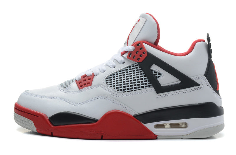 Air Jordan 4 Retro High-Top Sneakers in White and Red - product image from the listing.