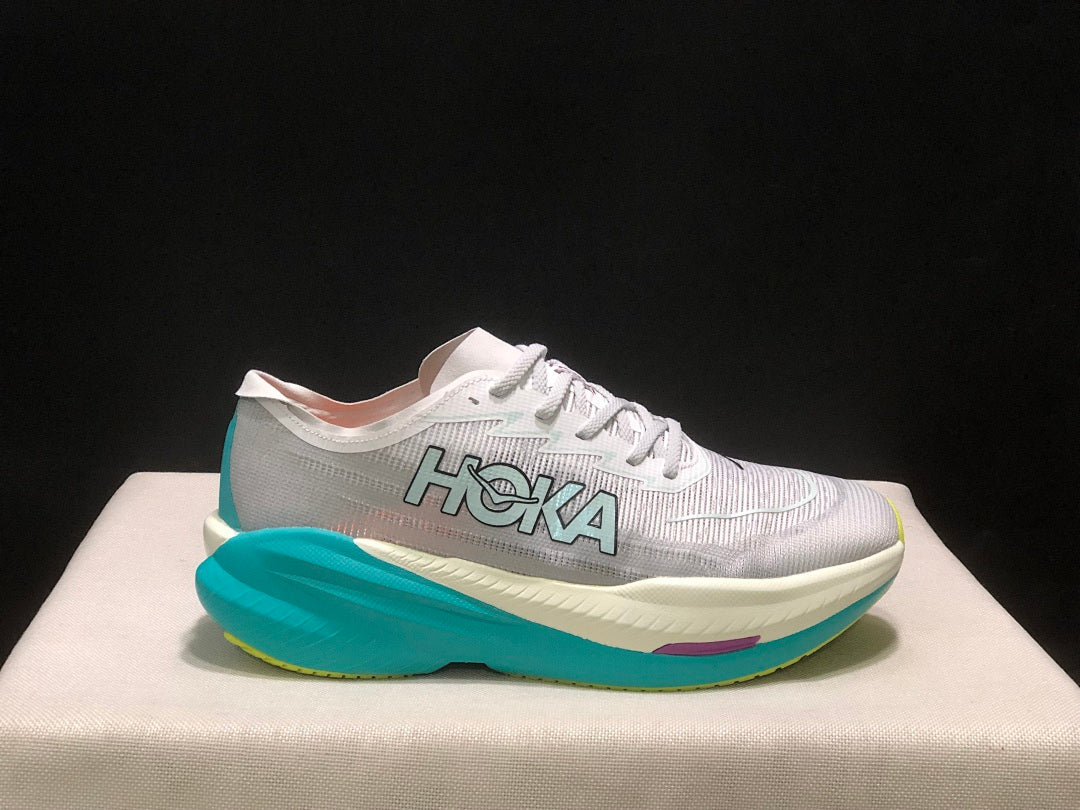 HOKA Mach X 2 Running Shoes, in White and Turquoise - product image from the listing.