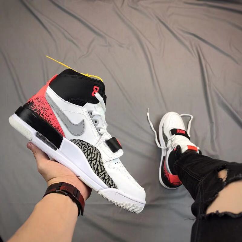 Jordan Legacy 312 Basketball Shoes in White Black Red - product image from the listing.