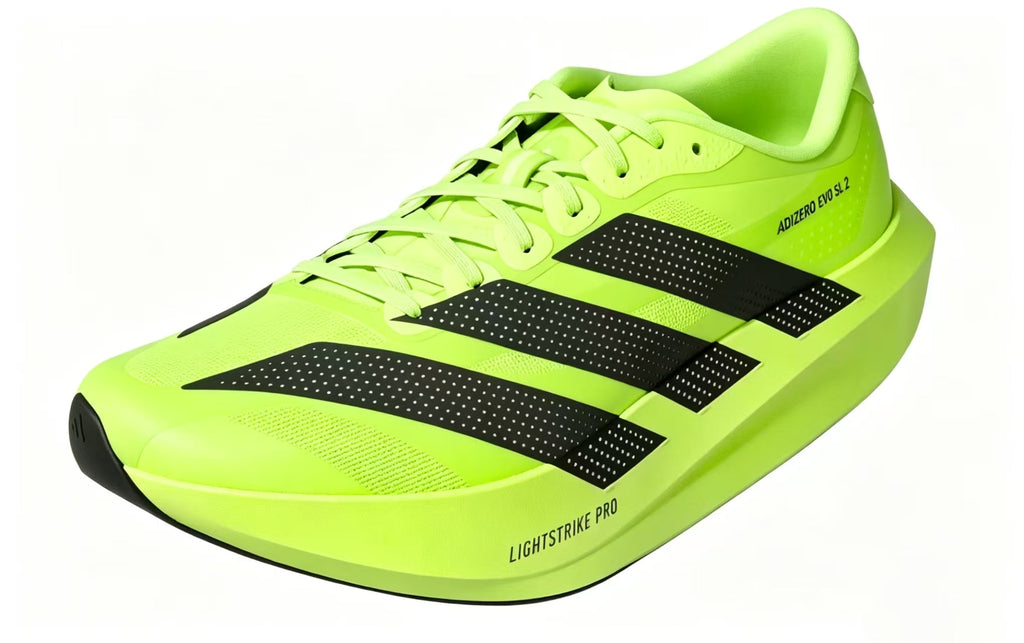 Nike Adizero Evo SL 2 Running Shoes, in Volt Green and Black - product image from the listing.