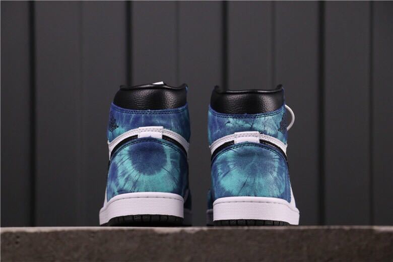 Air Jordan 1 High Tie-Dye Sneakers in Blue Black White - product image from the listing.