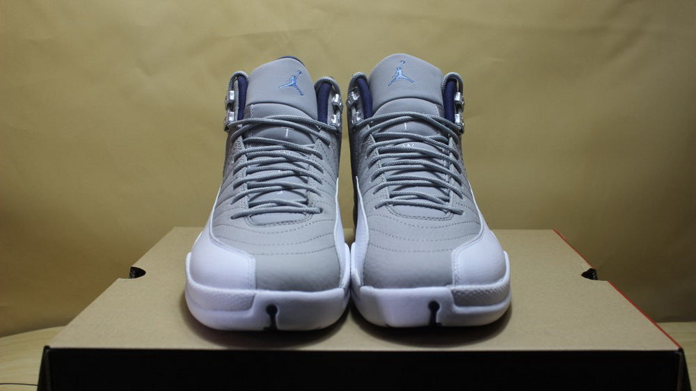 Air Jordan 12 GreyBlue High-Cut Sneakers - product image from the listing.