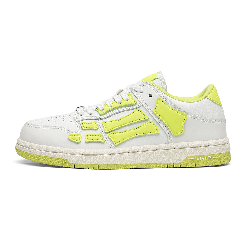 AMIRI Bone Low-Top Sneakers in White and Neon in Green - product image from the listing.