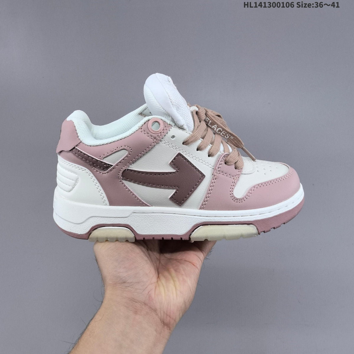 Off-White Low-Top Sneakers in White and Dusty in Pink - product image from the listing.