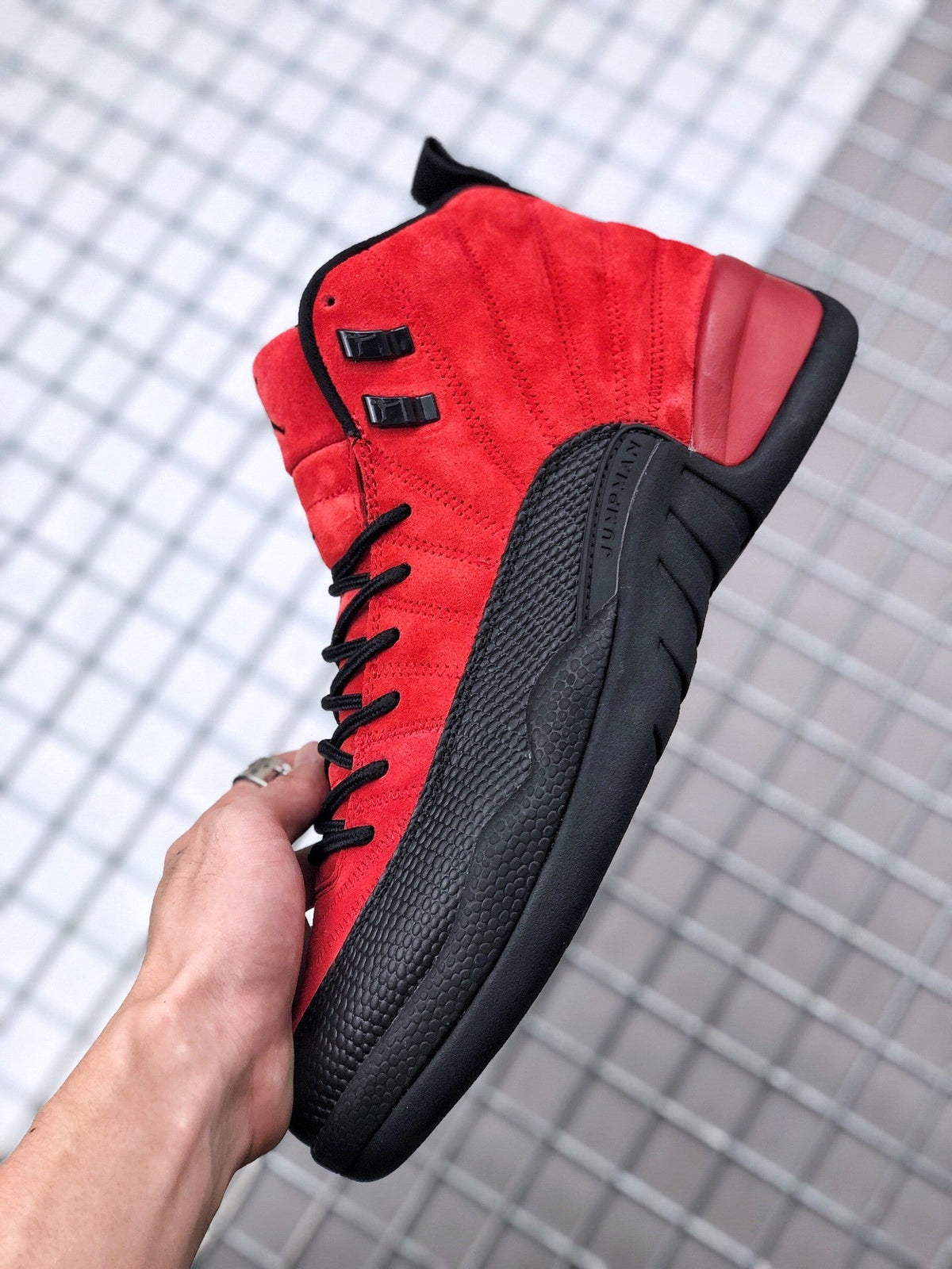 Air Jordan 12 Reverse Flu Game Red Black CT8013-602 - product image from the listing.