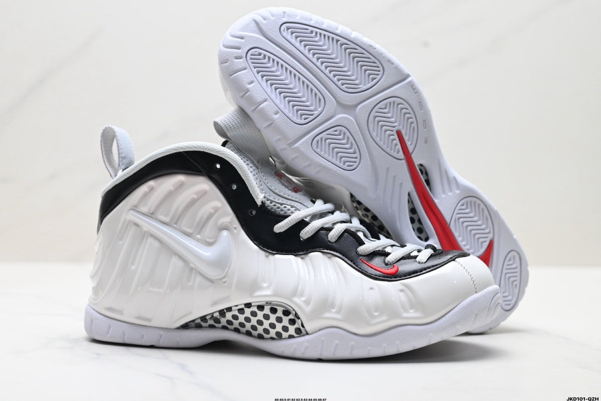 Nike Air More Uptempo Basketball Sneakers in White and Black - product image from the listing.
