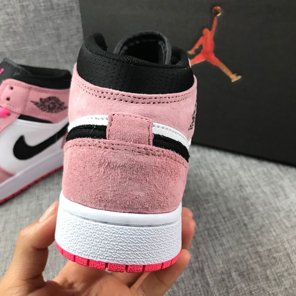 Air Jordan 1 Mid Sneakers in Pink 852542-801 - product image from the listing.