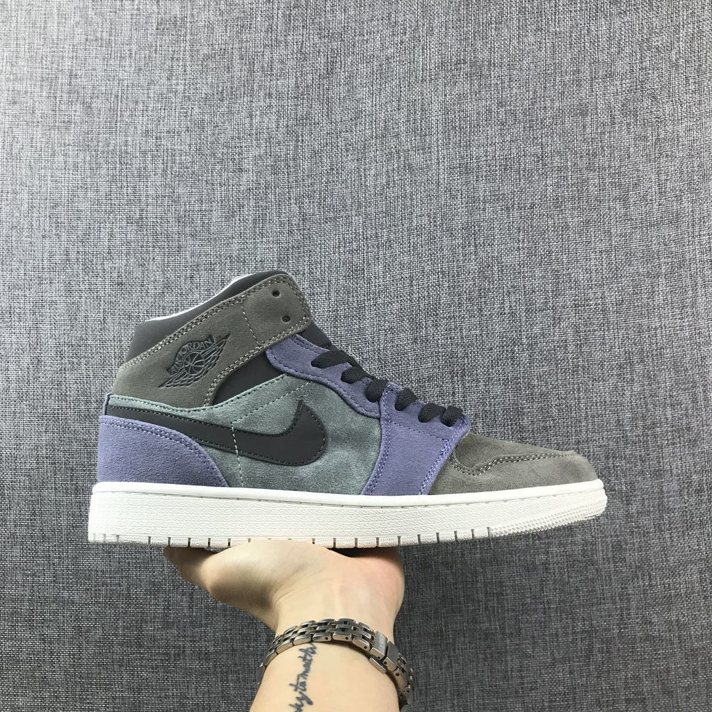 Jordan 1 Mid SE Sneakers in Grey Purple 852842-203 - product image from the listing.
