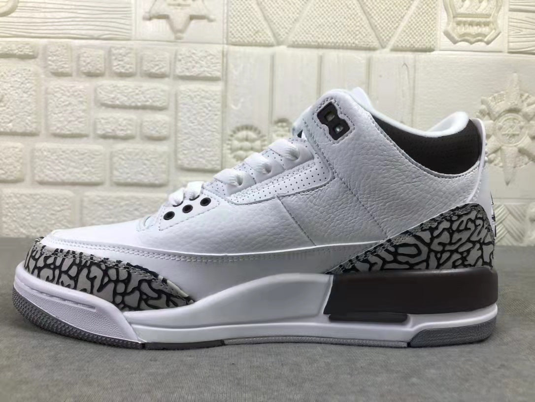 Air Jordan 3 Women's White Brown Sneakers DH3434-110 - product image from the listing.