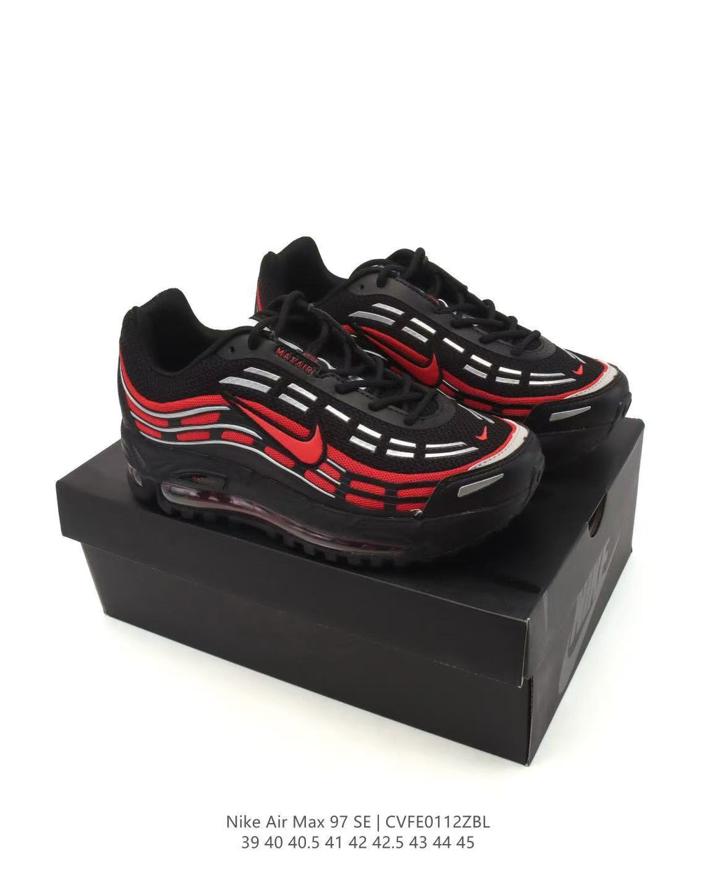 Nike Air Max 97 SE Sneakers in Black Red CVFE0112ZBL - product image from the listing.