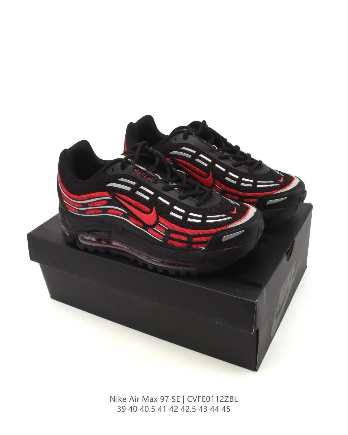 Nike Air Max 97 SE Sneakers in Black Red CVFE0112ZBL - product image from the listing.