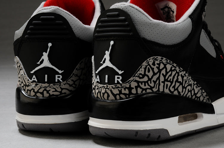 Air Jordan 3 Black Grey Red High-Top Sneakers - product image from the listing.