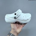 White and Black Crocs Classic Clog Platform - product image from the listing.