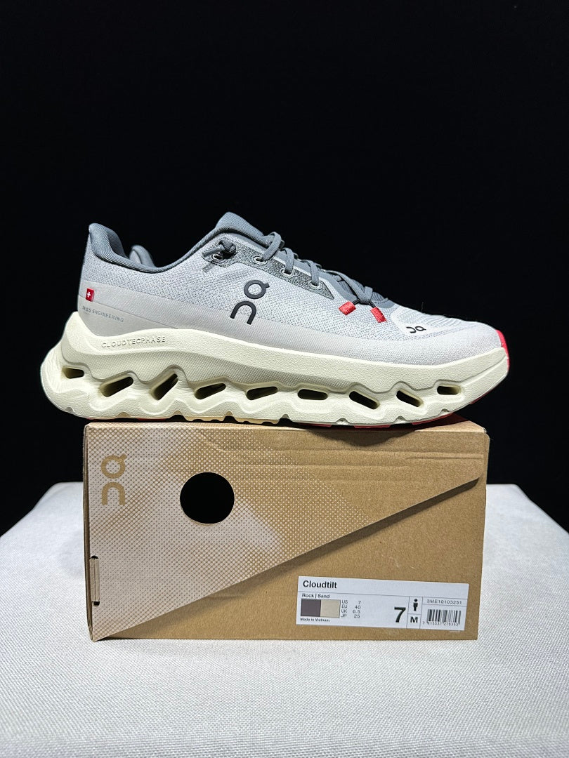 Ivory and Gray On Cloudtilt Sneakers - product image from the listing.