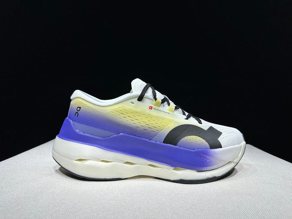 On Cloudboom Max Running Shoes, in White Yellow Purple - product image from the listing.