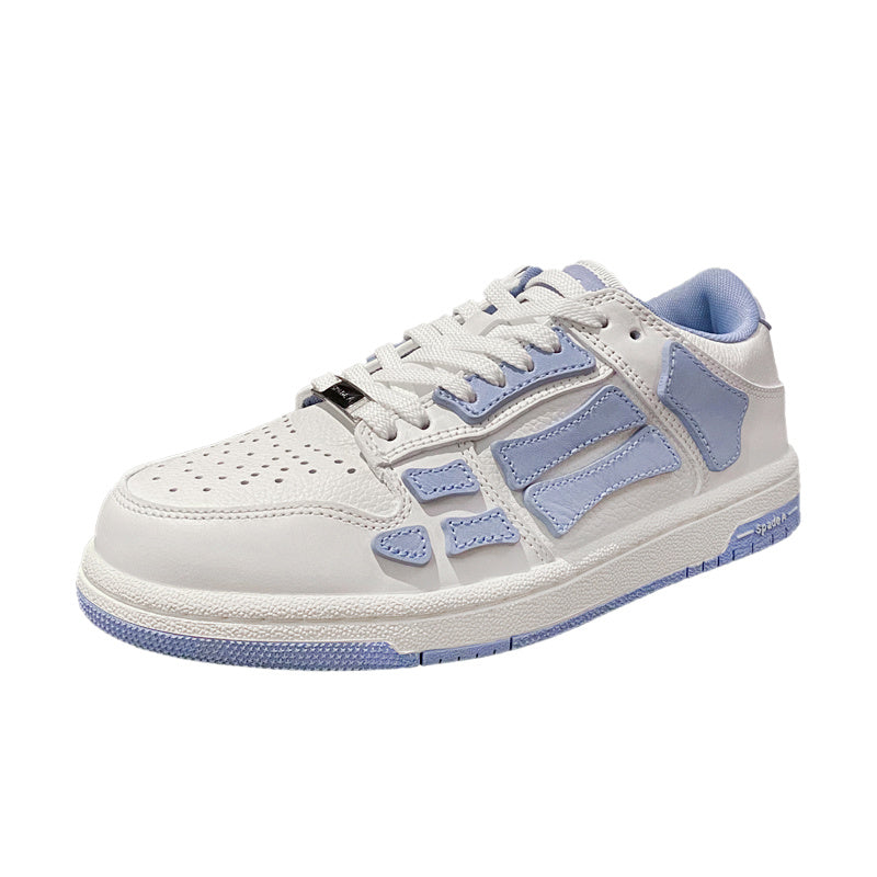 White Low-Top Sneakers in and Light Blue MFS003-113 - product image from the listing.